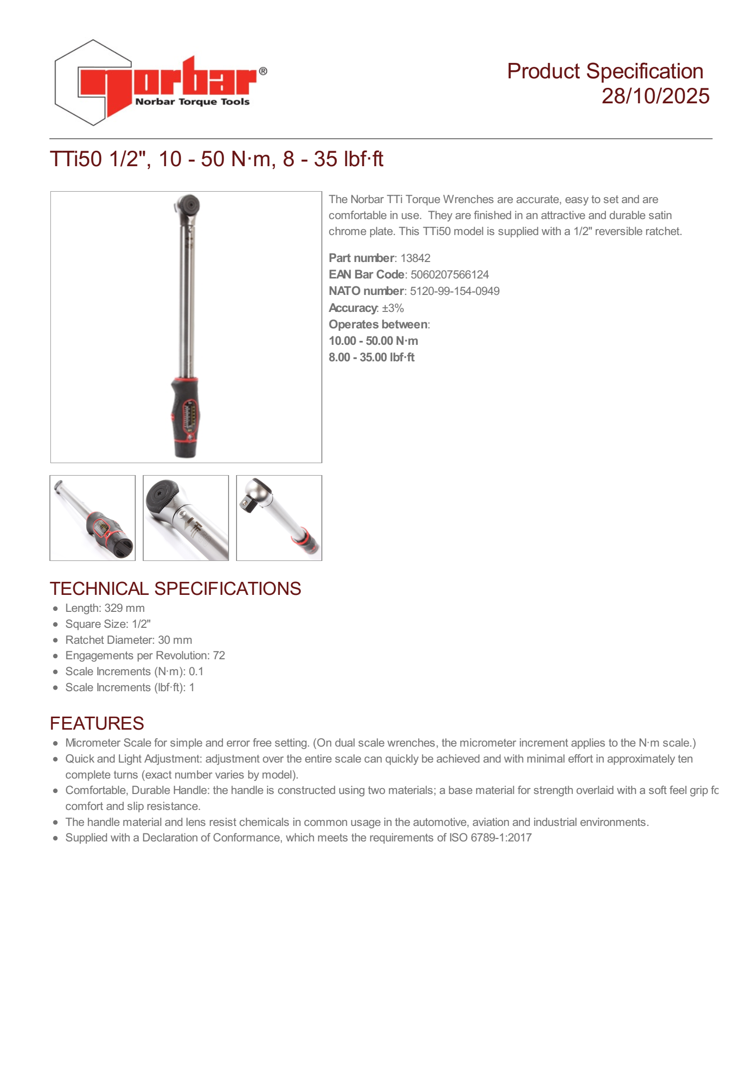 TTi50,ترکمتر نوربار 50 نیوتن درایو 1/2